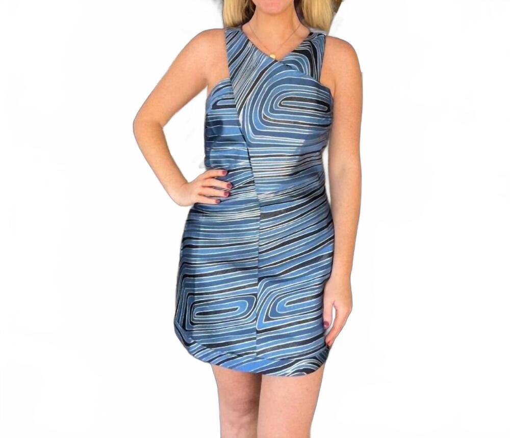 NEW CIEBON metallic wave mini dress in blue
